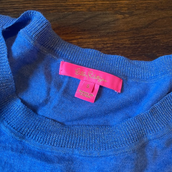 Lilly Pulitzer Cobo Sweater Heathered Coastal Blue S GUC - Picture 4 of 5